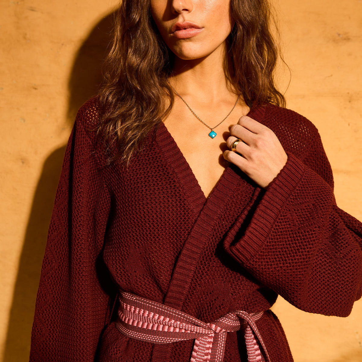 Aneta Knit Kimono - Rosewood XS