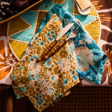 Magnolia Linen Napkin Set - Turquoise