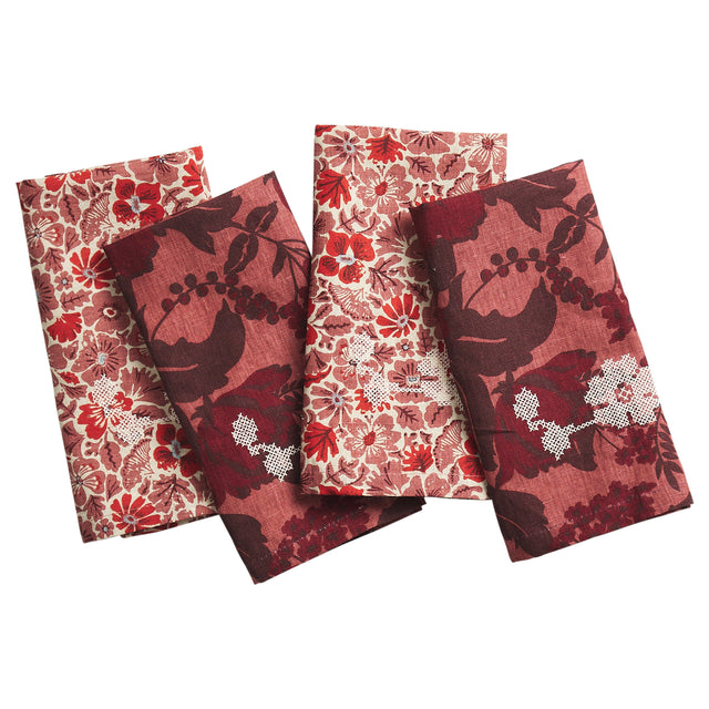 Magnolia Linen Napkin Set - Poppy