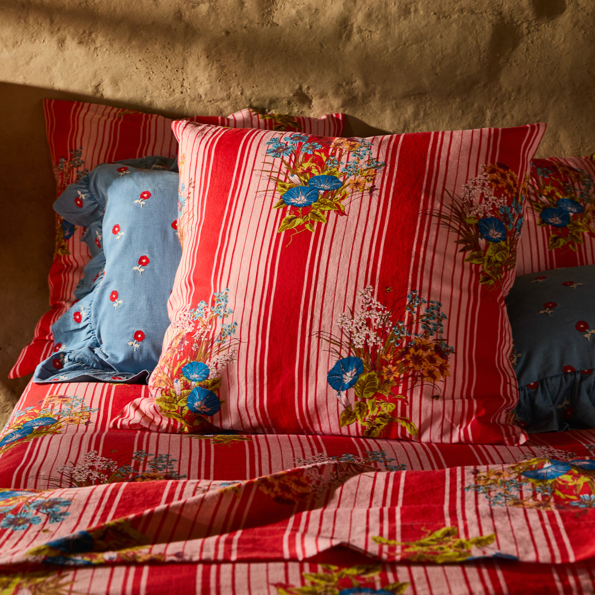 Dempsey Linen Euro Pillowcase Set - Poppy