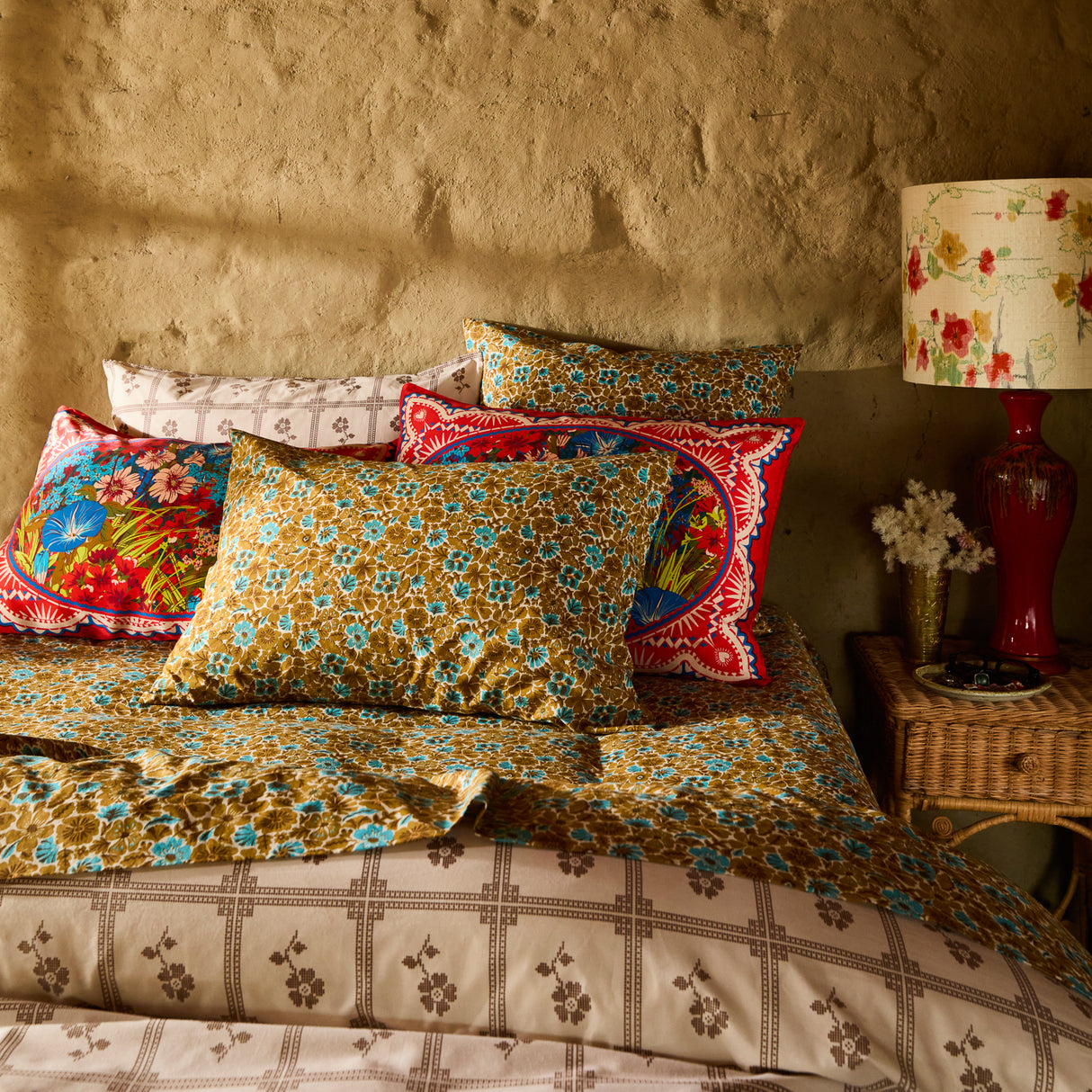 Magnolia Cotton Pillowcase Set - Turquoise Standard