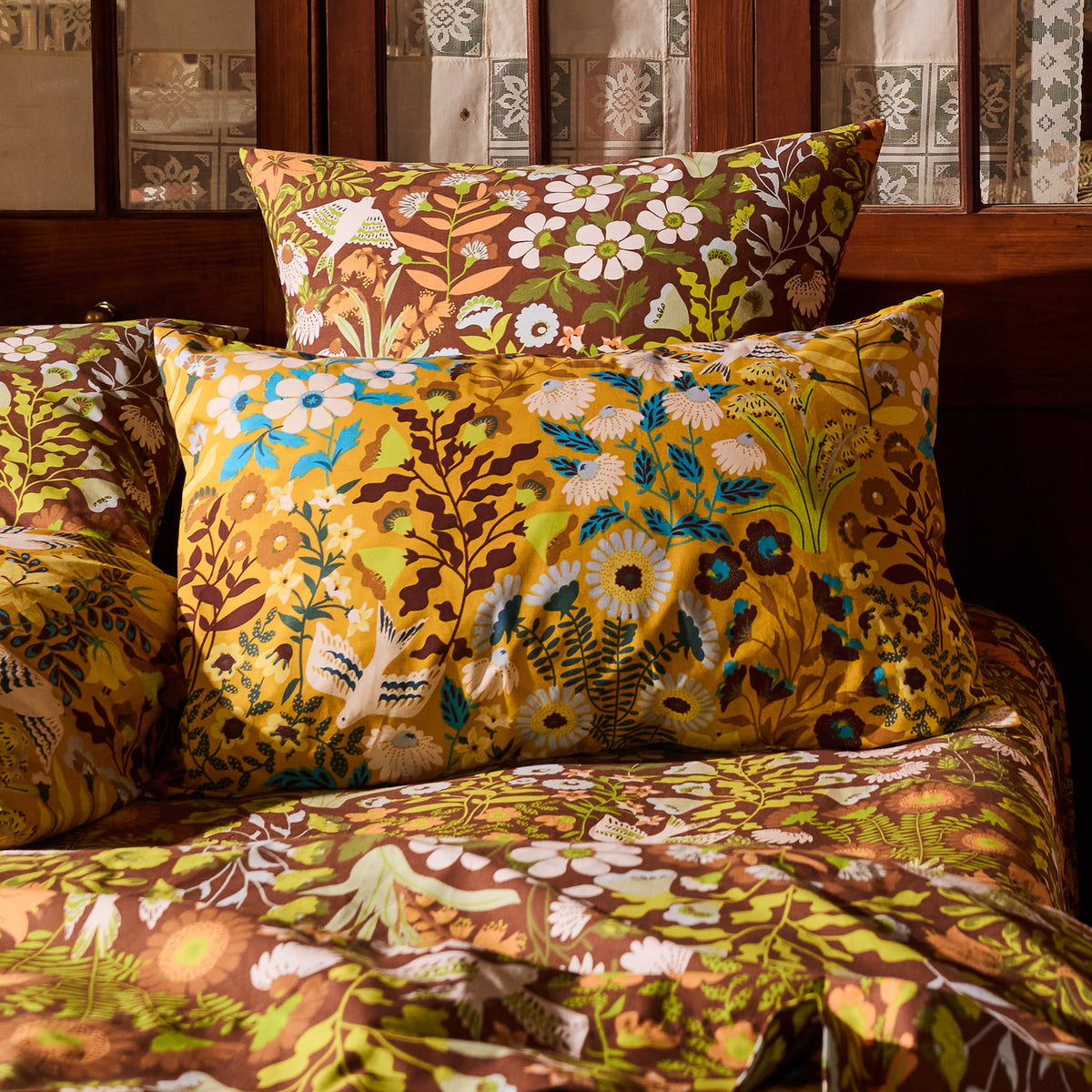 Sloane Cotton Pillowcase Set - Ochre Standard