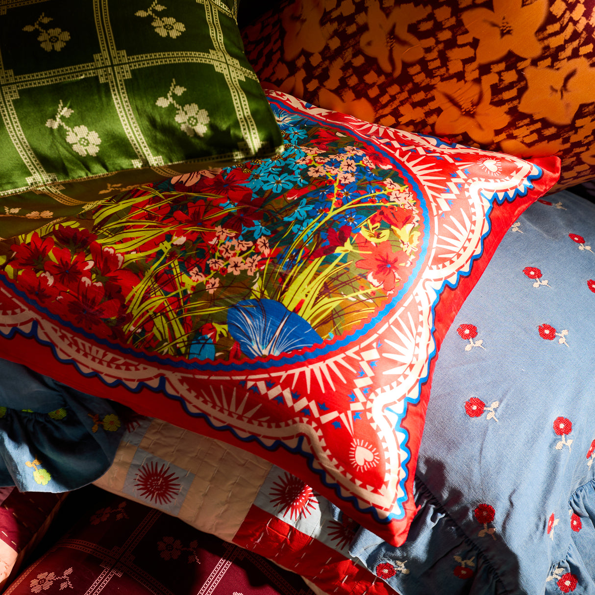 Ramona Silk Pillowcase - Poppy Standard