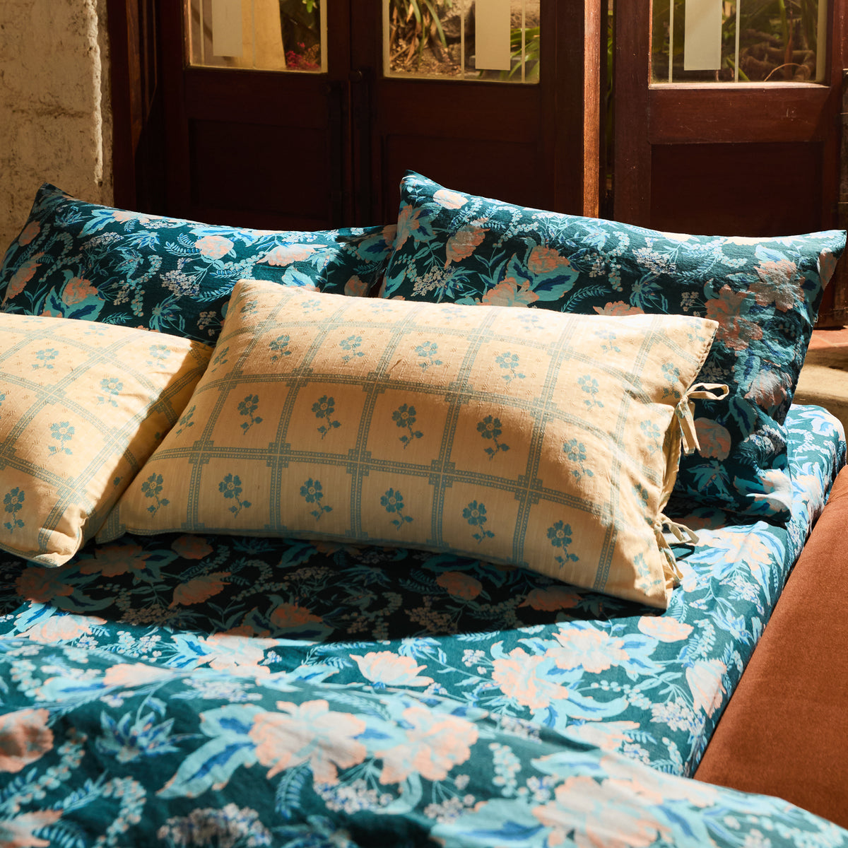 Bonny Cotton Pillowcase Set - Turquoise Standard