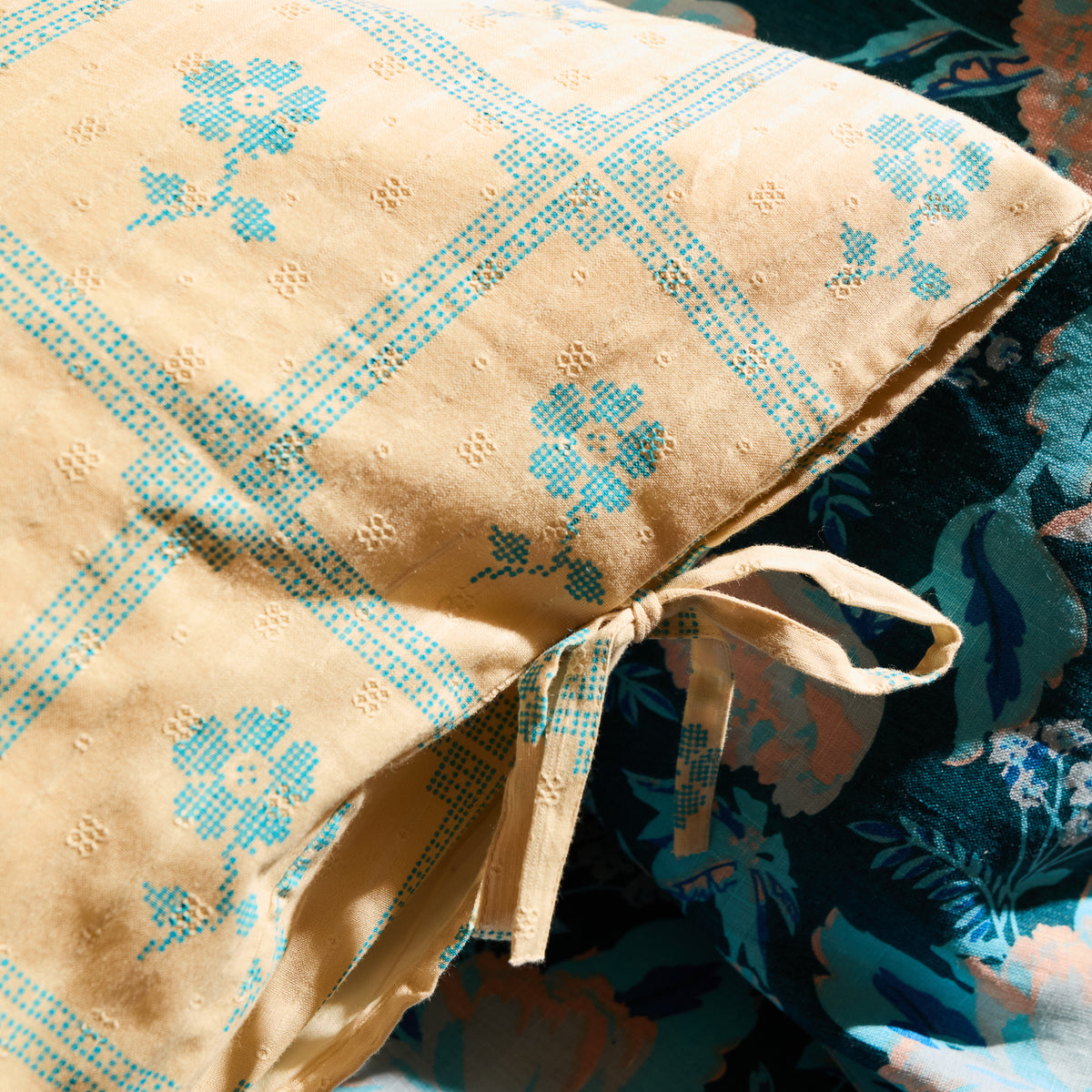 Bonny Cotton Pillowcase Set - Turquoise Standard