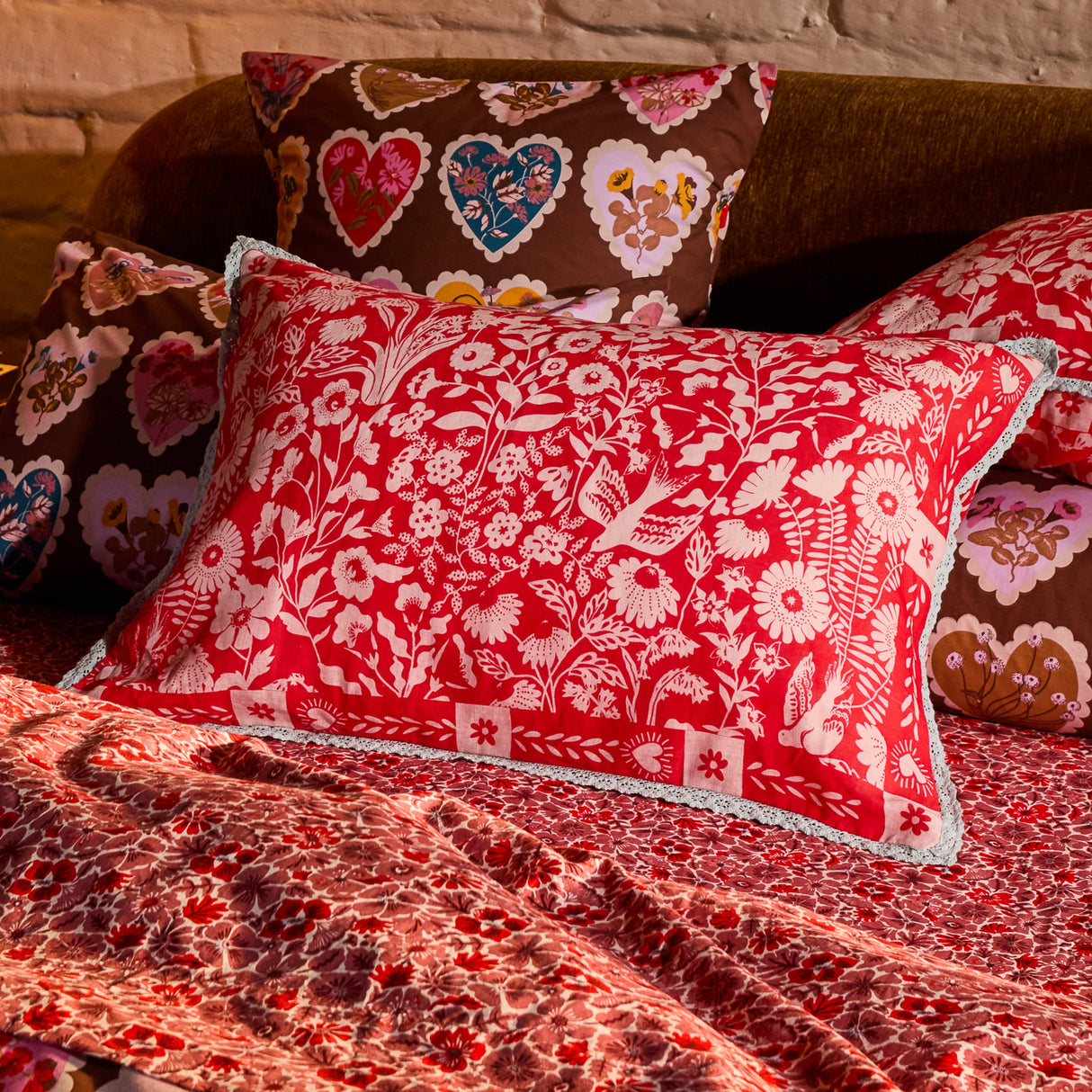 Indiana Linen Pillowcase Set - Poppy Standard