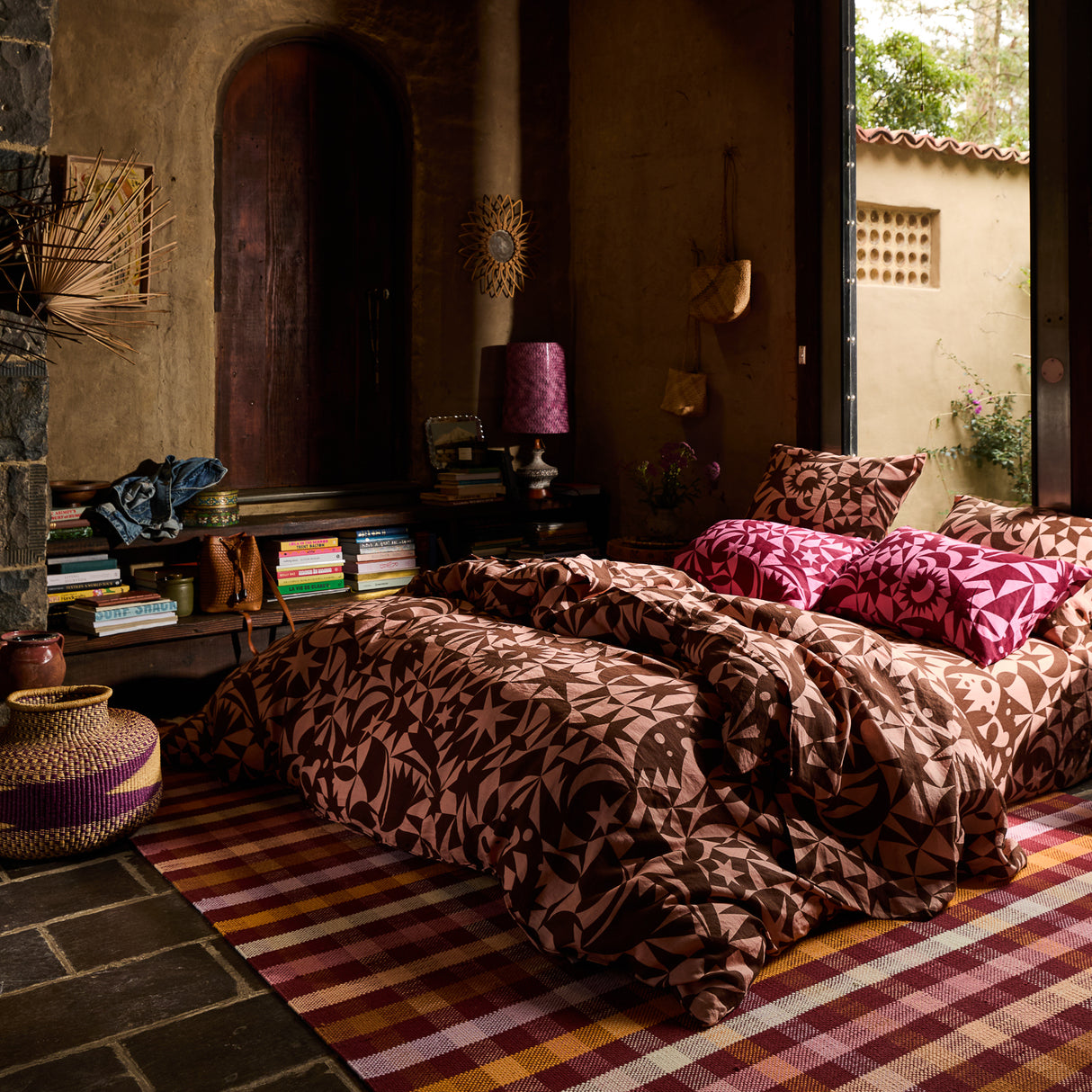 Nora Linen Quilt Cover - Carnelian Queen