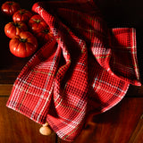 Frances Waffle Tea Towel - Poppy