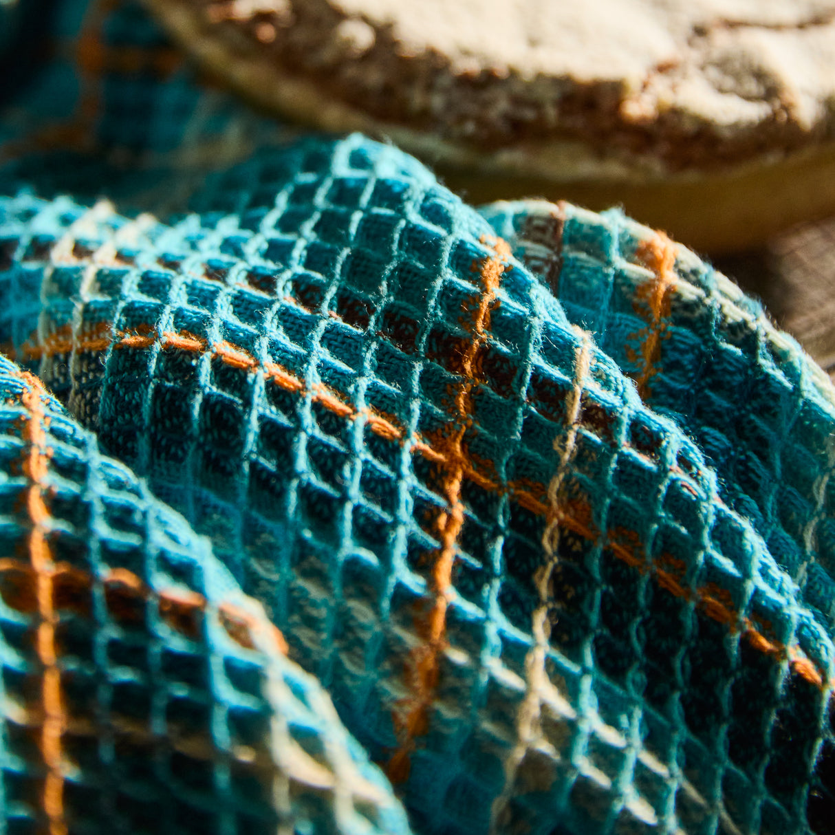 Frances Waffle Tea Towel - Turquoise