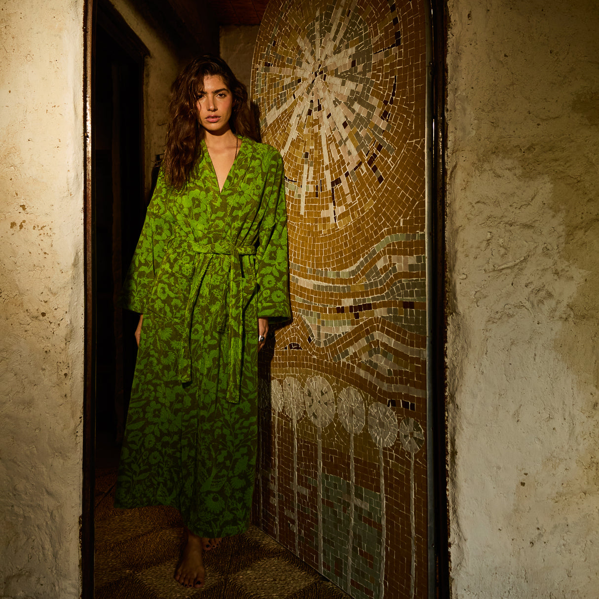 Indiana Towelling Robe - Cactus Green XS/S