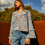 Lucia Frill Blouse - Cerulean