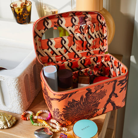 Delphine Large Vanity Case - Vivid Coral