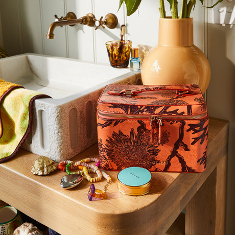 Delphine Large Vanity Case - Vivid Coral