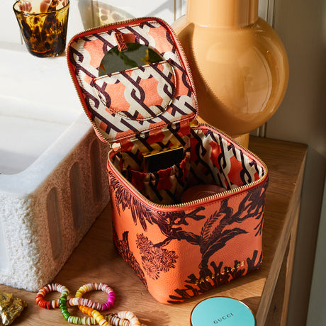 Delphine Small Vanity Case - Vivid Coral