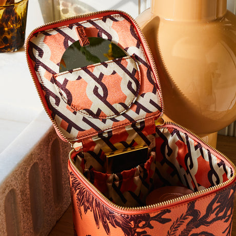 Delphine Small Vanity Case - Vivid Coral