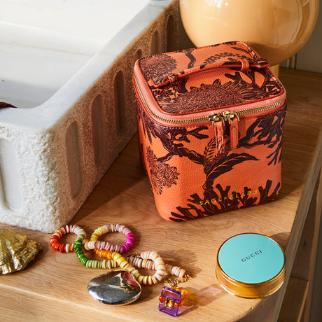 Delphine Small Vanity Case - Vivid Coral
