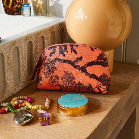 Delphine Cosmetic Pouch - Vivid Coral