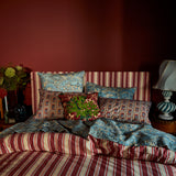 Lucia Embroidered Cushion - Crimson Feather Insert