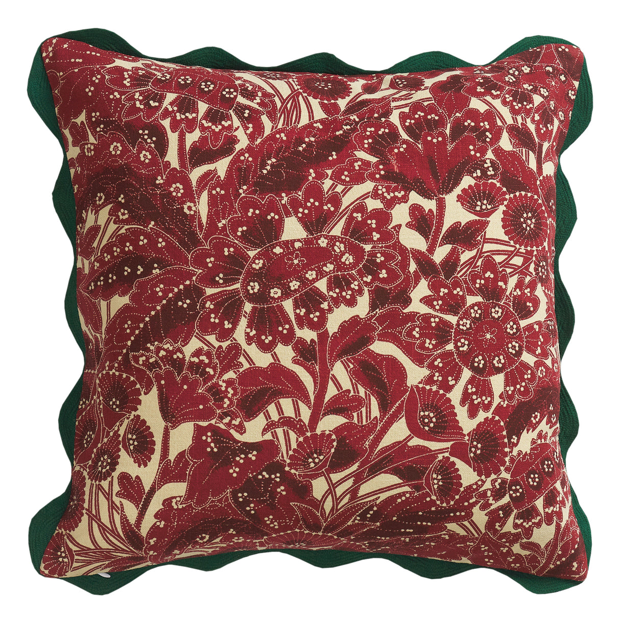 Lucia Embroidered Cushion - Crimson Feather Insert