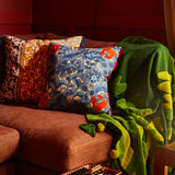 Lucia Embroidered Cushion - Cerulean Feather Insert