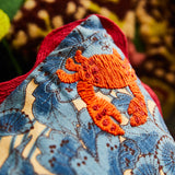 Lucia Embroidered Cushion - Cerulean Feather Insert