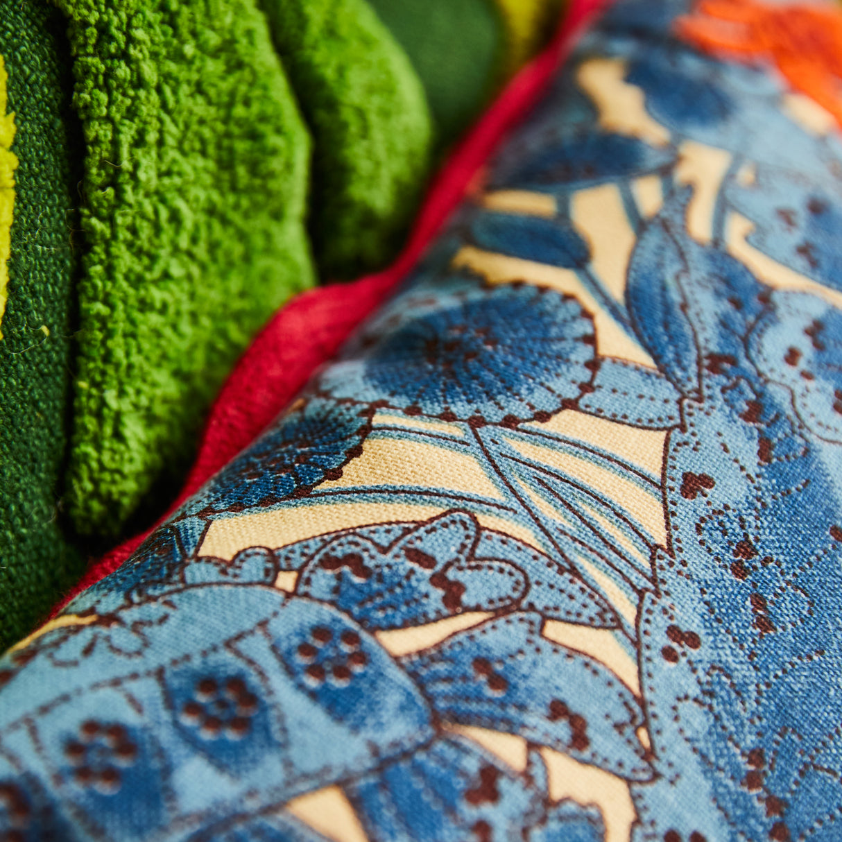 Lucia Embroidered Cushion - Cerulean Feather Insert