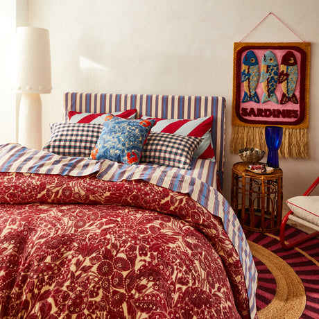 Lucia Embroidered Cushion - Cerulean Feather Insert