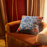 Lucia Embroidered Cushion - Cerulean Feather Insert