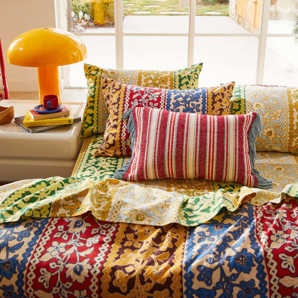 Selene Woven Cushion - Crimson Feather Insert