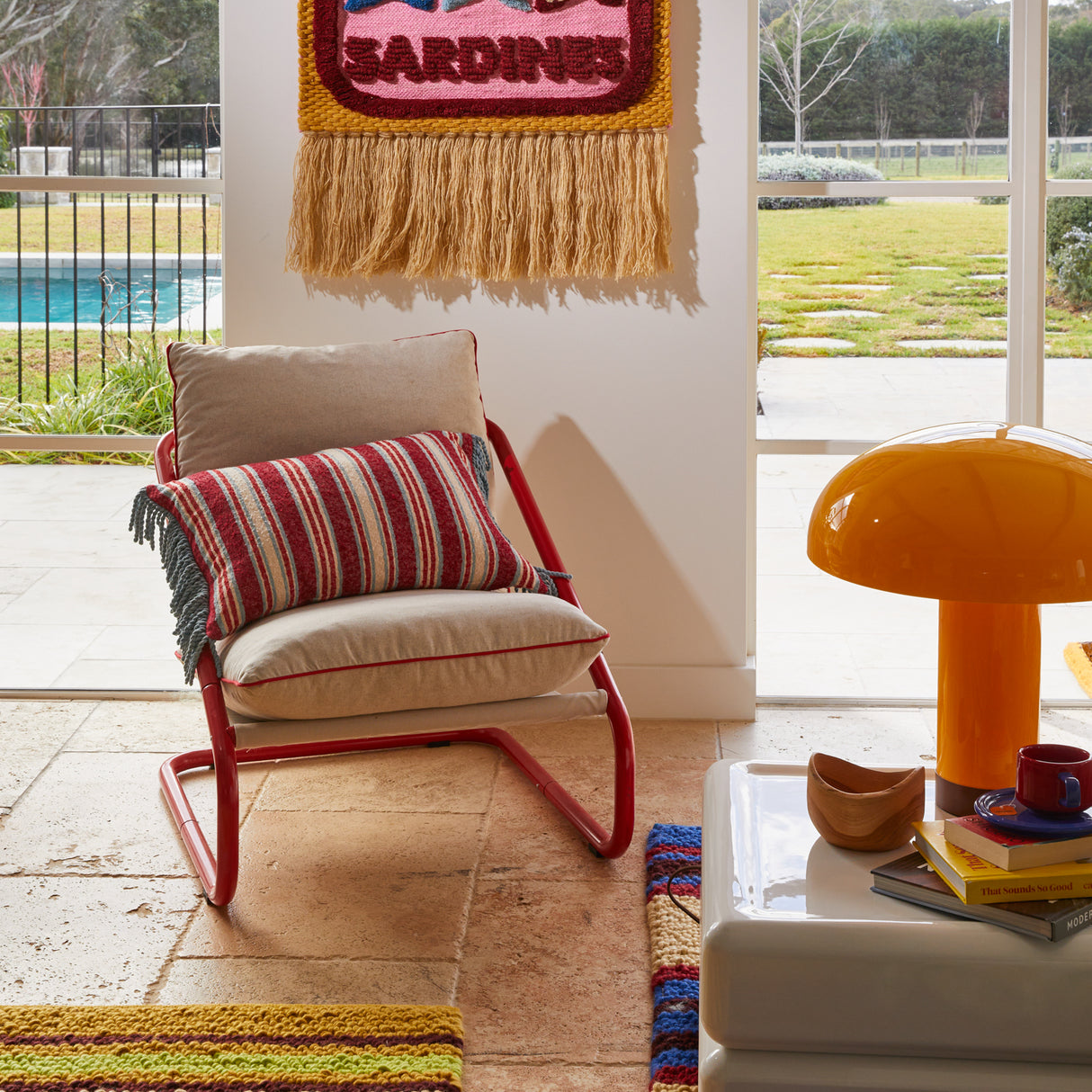 Selene Woven Cushion - Crimson Feather Insert