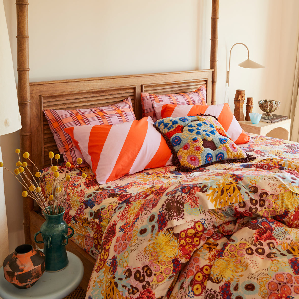 Cora Tufted Cushion - Garnet Feather Insert