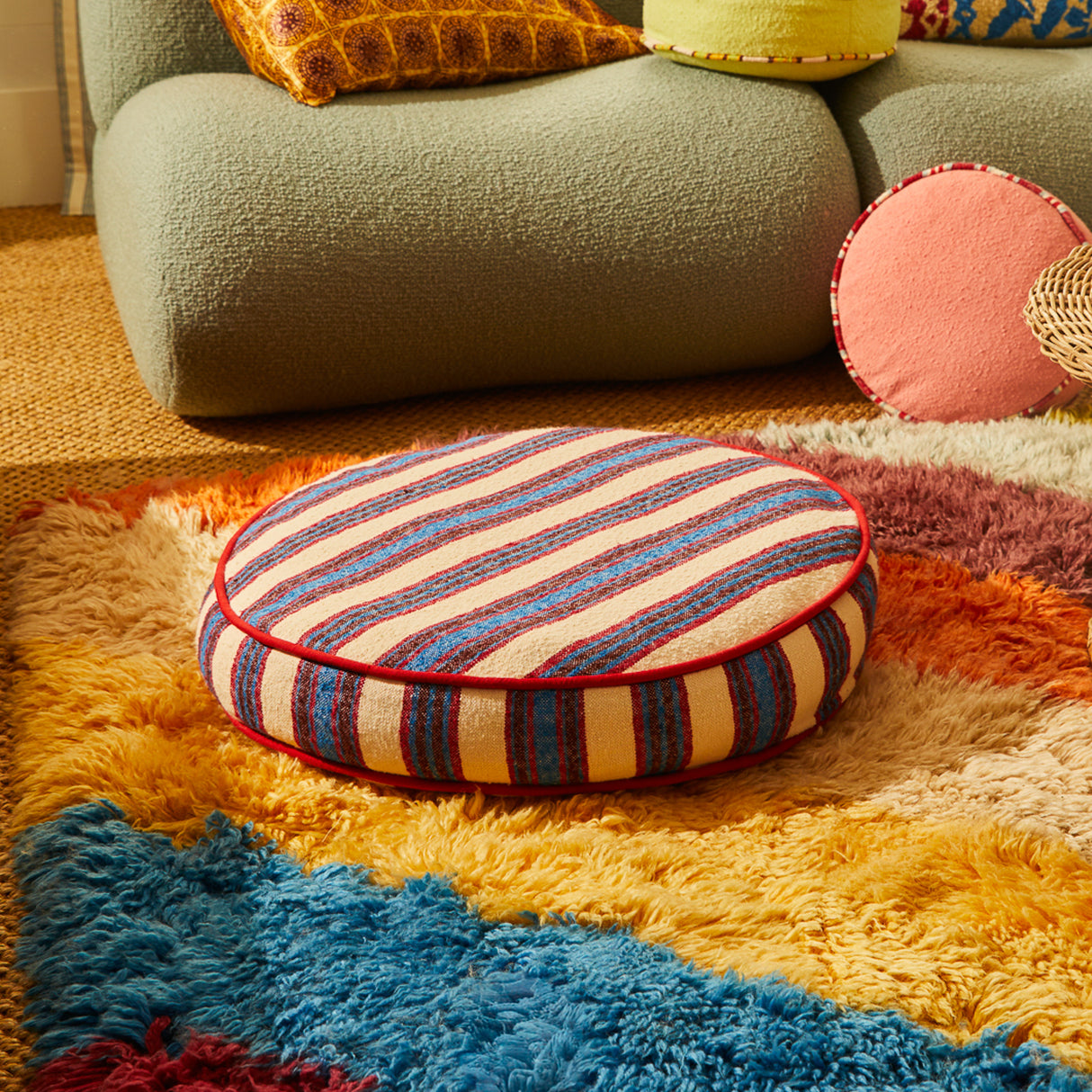 Selene Woven Floor Cushion - Azure