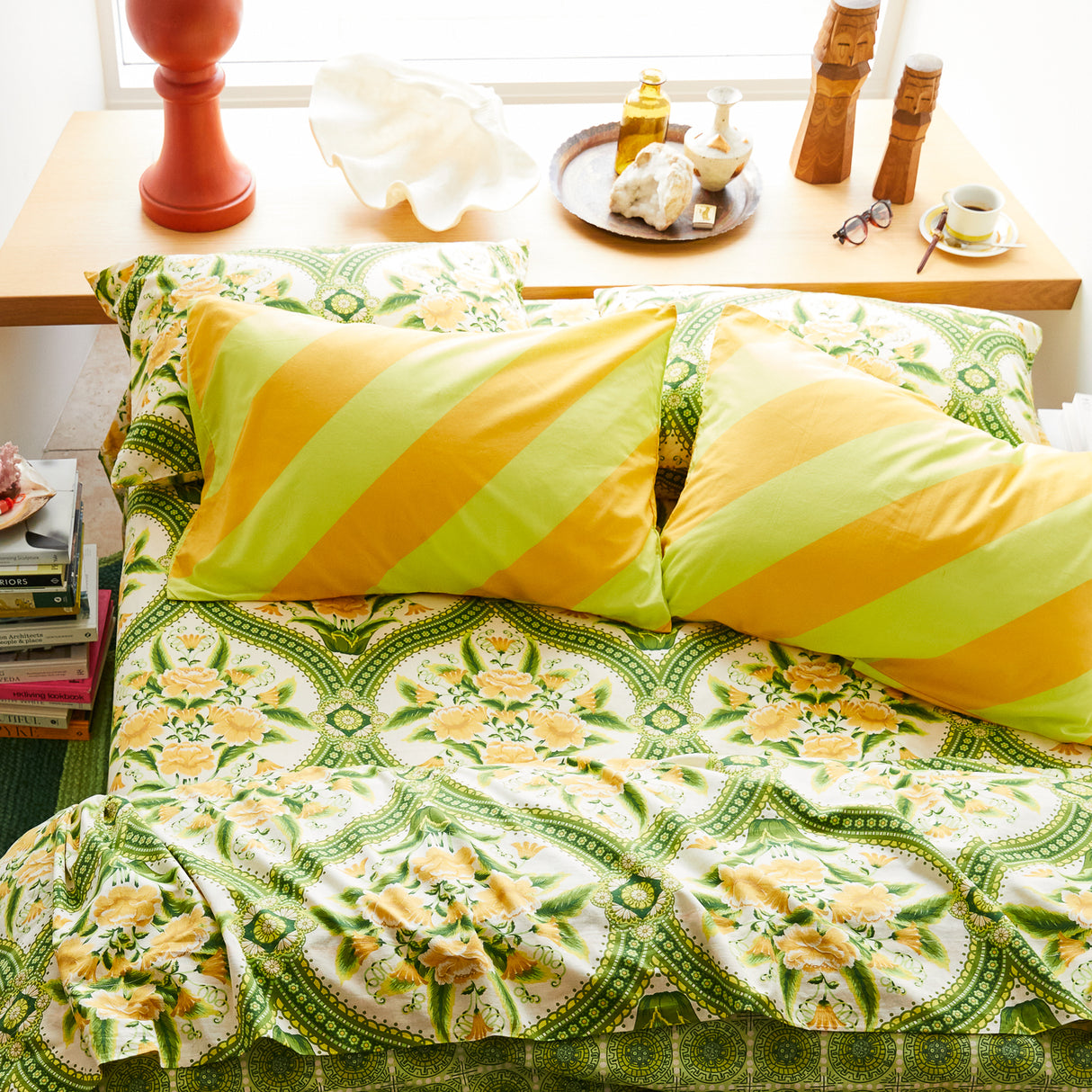 Clarice Cotton Pillowcase Set - Zest