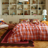 Isla Linen Quilt Cover - Vivid Coral King Single/Double