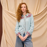 Vivianna Embroidered Shirt - Cerulean