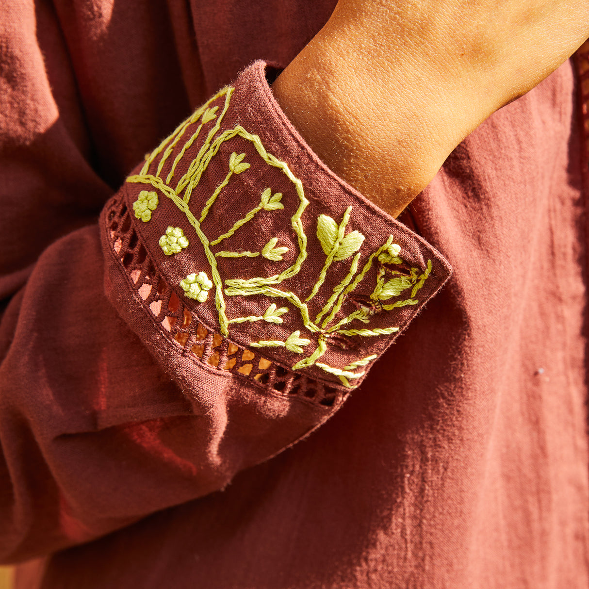 Vivianna Embroidered Shirt - Garnet