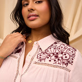 Vivianna Embroidered Shirt - Pink Salt
