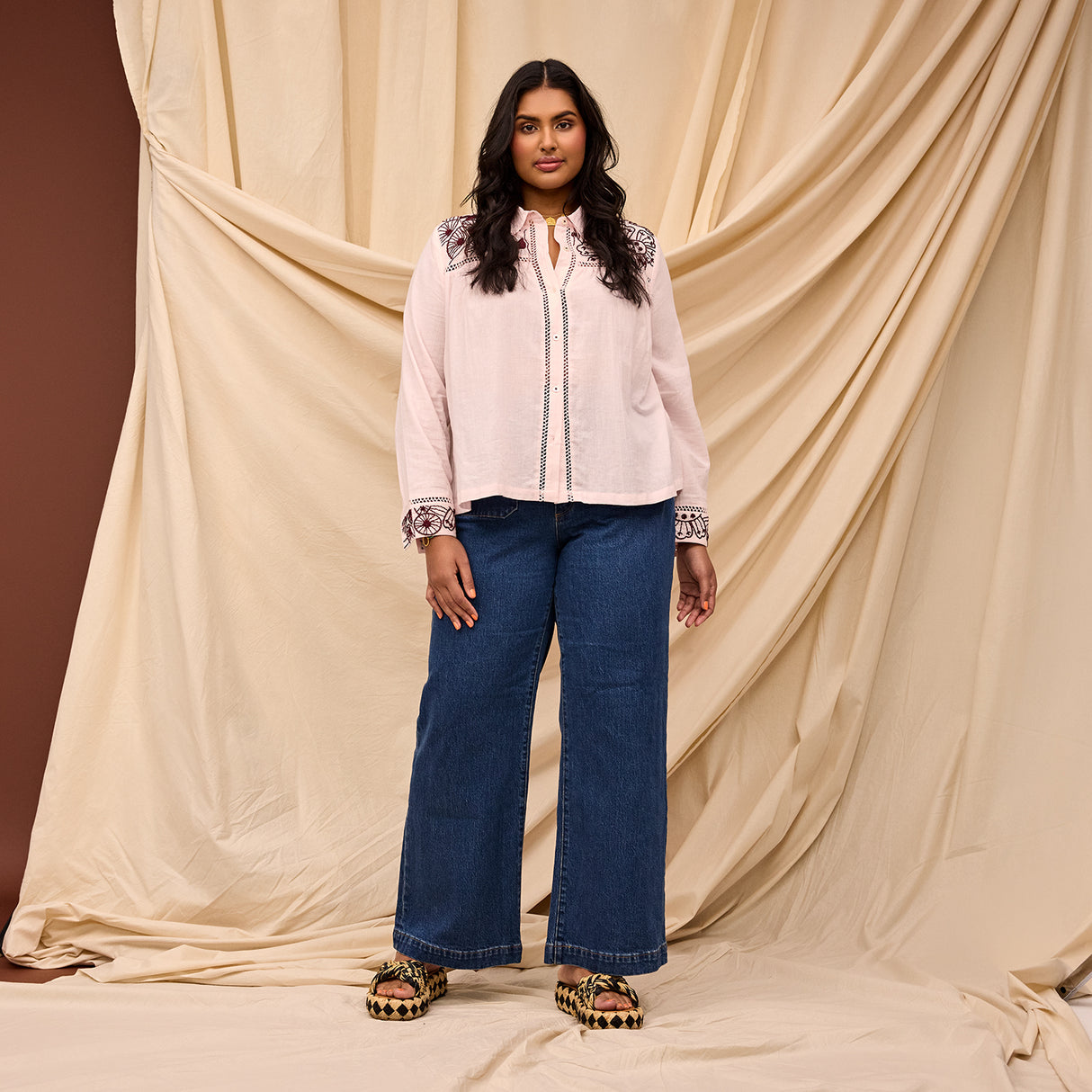 Vivianna Embroidered Shirt - Pink Salt