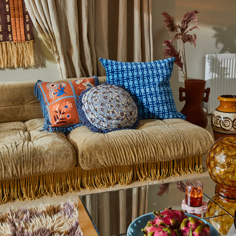 Mira Embroidered Cushion - Cinnamon Feather Insert