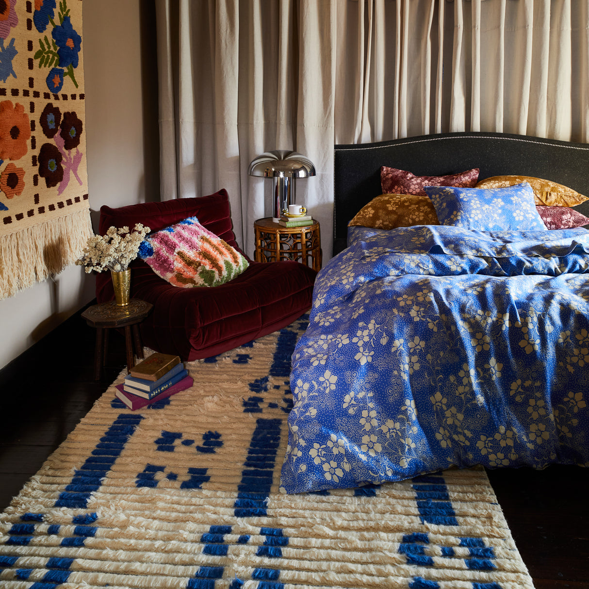 Salina Linen Quilt Cover - Lapis Single