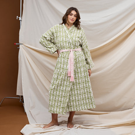 Amata Towelling Robe - Palm XS/S