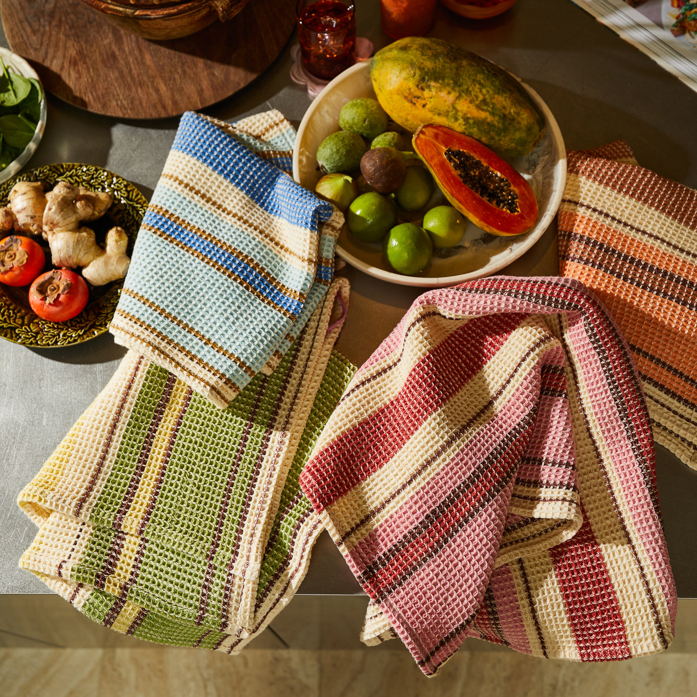 Ishani Stripe Tea Towel - Palm