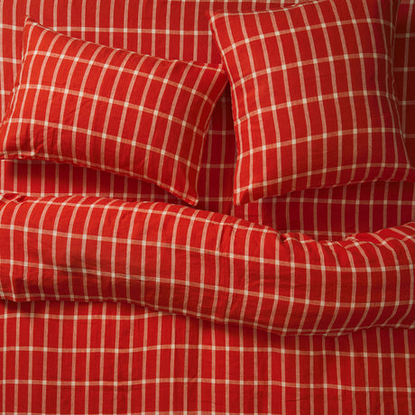 Remi Linen Euro Pillowcase Set - Scarlet