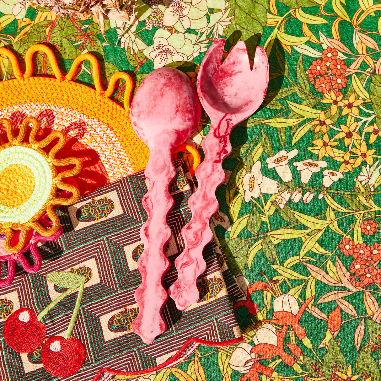 Gisele Salad Servers - Crimson