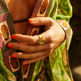 Rambagh Ring - Prehnite + Tourmaline