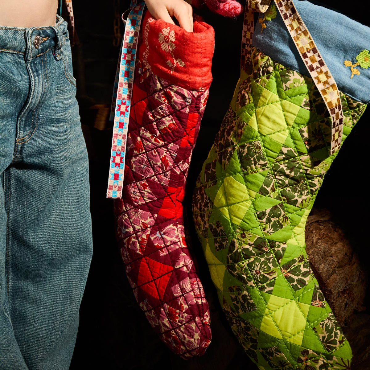 Magnolia Patchwork Stocking - Poppy