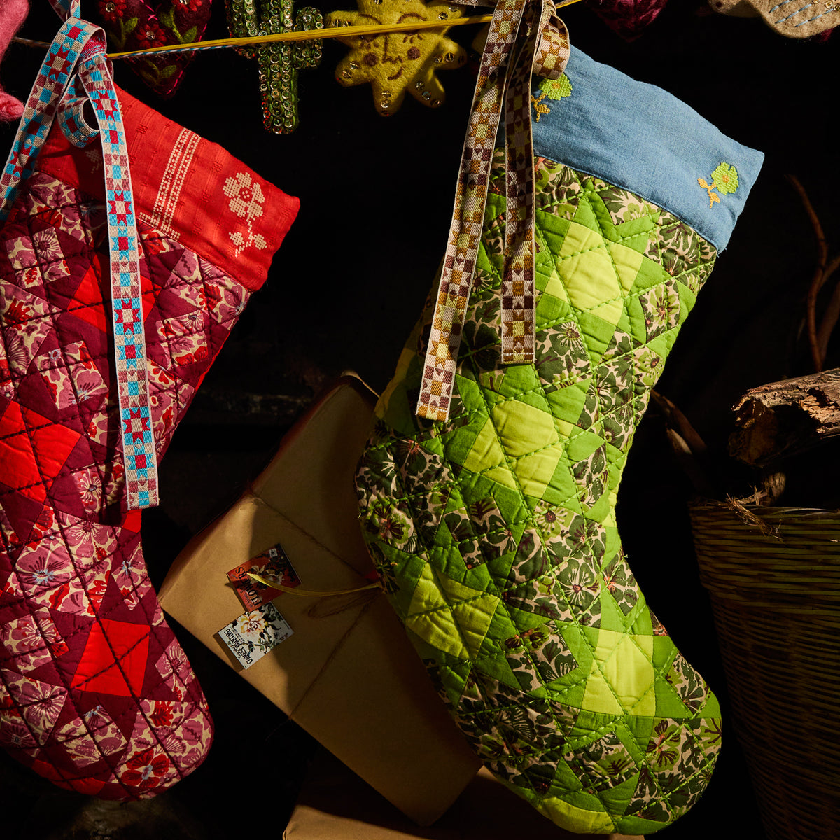Magnolia Patchwork Stocking - Cactus Green