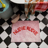 Tula hand tufted nudie rudie bath mat in lilac and red