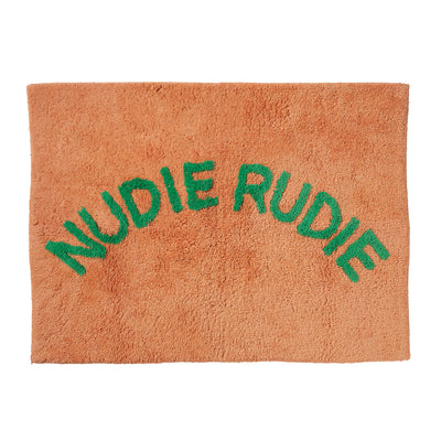 Tula hand tufted nudie rudie bath mat in peach and apple green