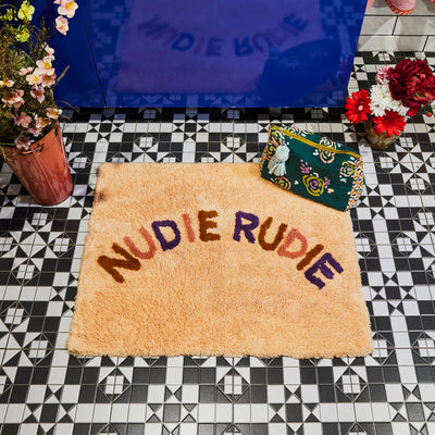 sage and clare anabelle collection tula nudie rudie bath mat anabelle powder, gingerbread, boysenberry, cantaloupe cotton